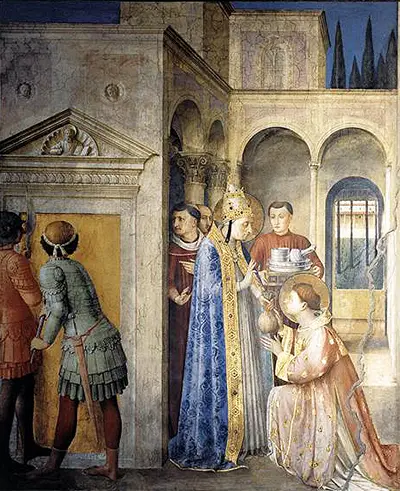 Saint Lawrence Receiving the Treasures of the Church from Pope Sixtus II Fra Angelico